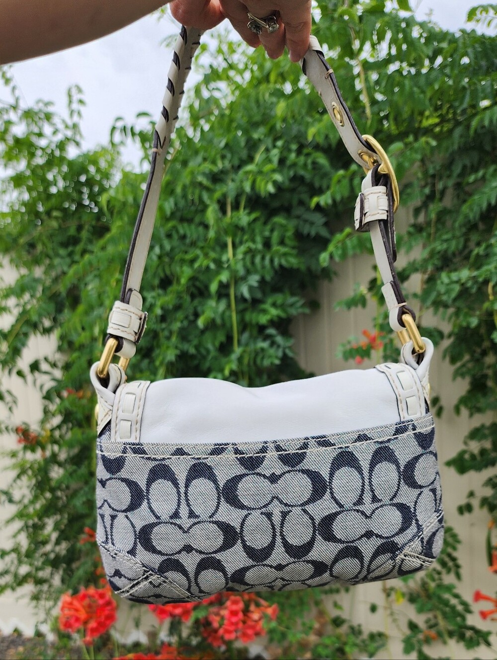 Coach Blue Butterfly Signature Canvas Shoulder Bag - Picture 8 of 8
